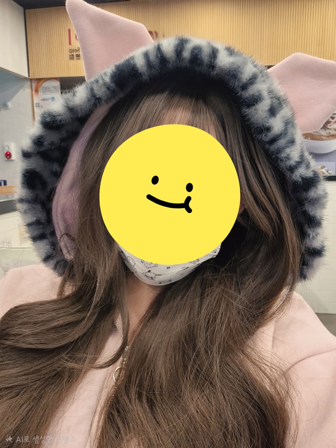 미사용) 세실맥비 산리오 쿠로미 호피 퍼 핑크 갸루 후드 집업 양산형 상품이미지5