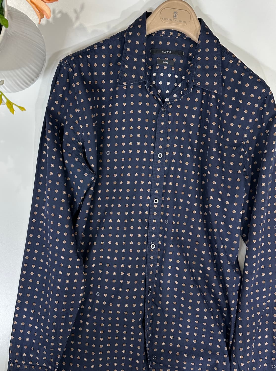 구찌 셔츠 코튼, 실크 로고 패턴 셔츠 상품이미지1