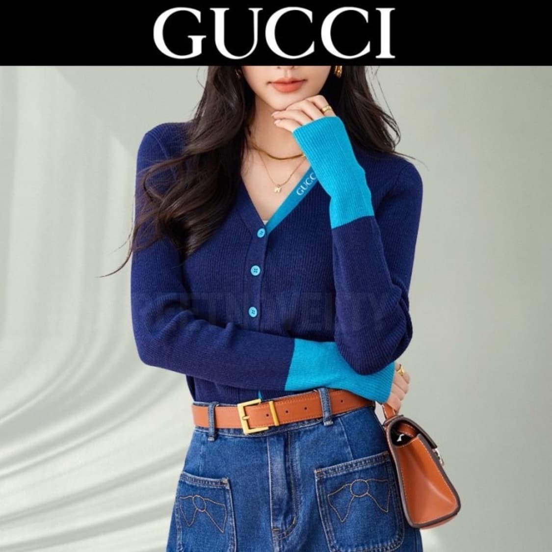 구찌 골지 이중배색가디건 상품이미지7