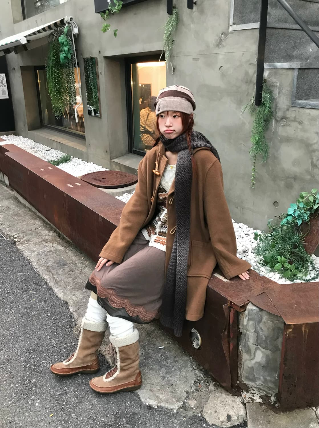 빈티지 카라멜 브라운 모리 노르딕 코디 세트 상품이미지1