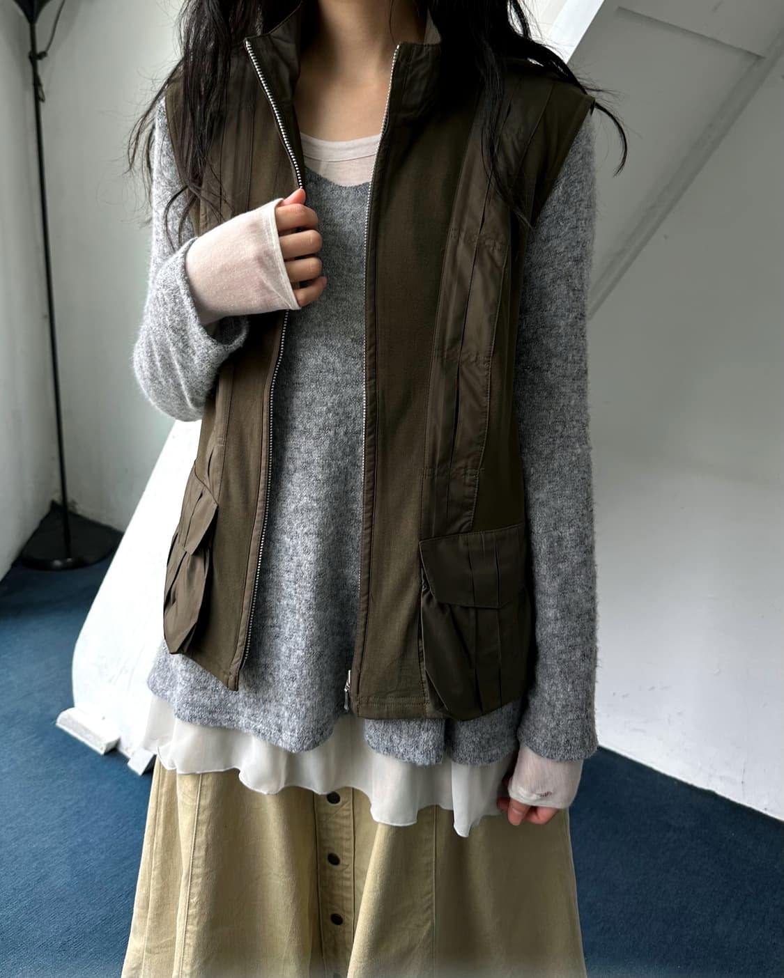 Stretched fabric fanel design gilet 상품이미지2