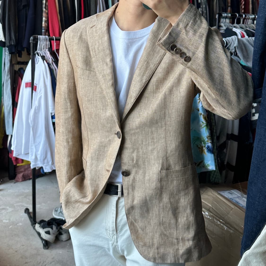 헤지스 프리미엄 린넨 블레이져 자켓 100 상품이미지1