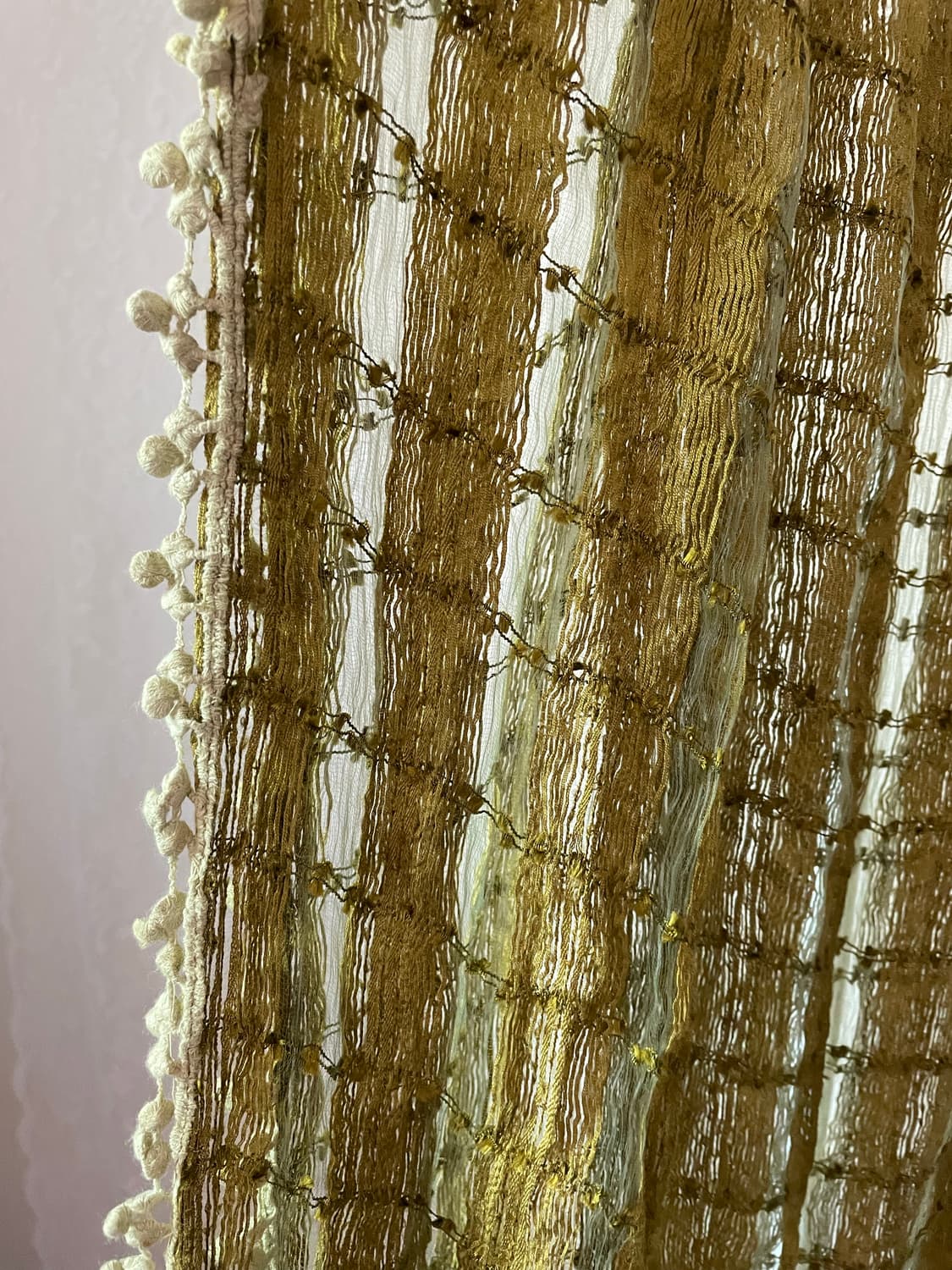 빈티지 시스루 스트라이프 니트 머플러 카키 상품이미지4