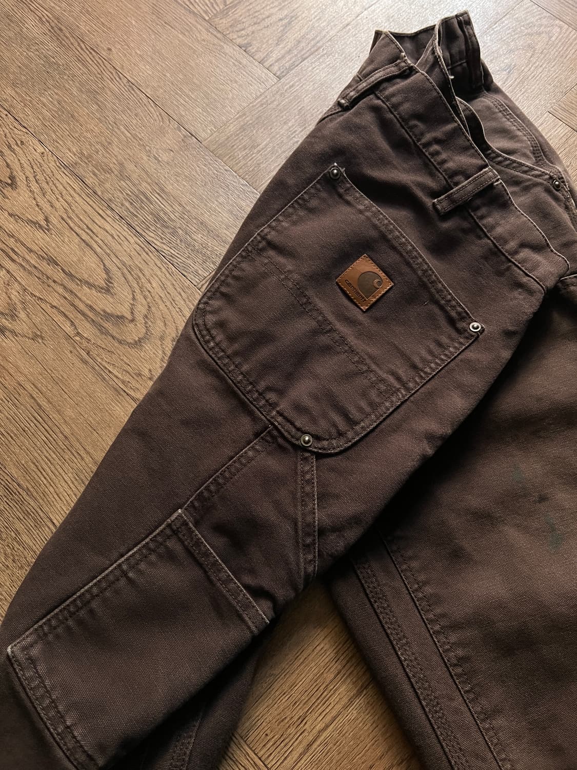 [34]칼하트 USA 빈티지 워싱 다크브라운 더블니 워크 팬츠 상품이미지6