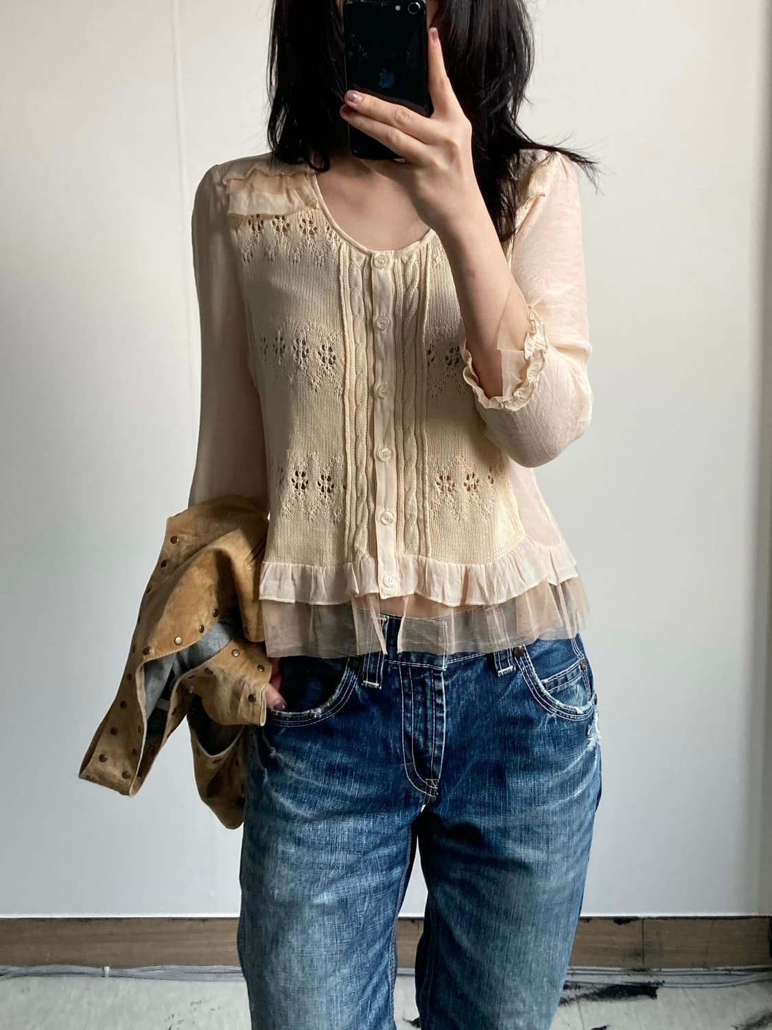 니트 프릴 블라우스 상품이미지1