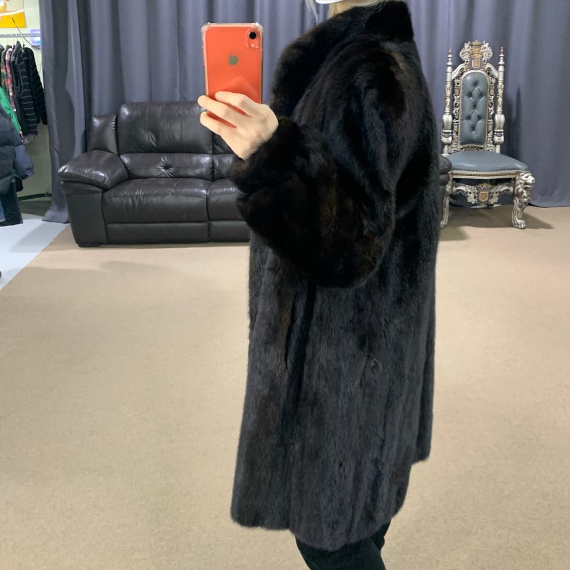 사가 로얄 밍크 롱코트 빈티지 리얼퍼자켓 다크 브라운 남녀공용 상품이미지3