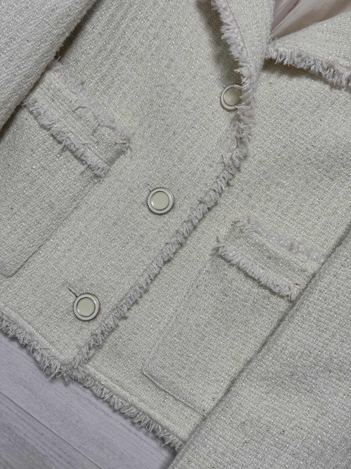 모한 RTS 프린지 하이넥 트위드 아이보리 상품이미지6