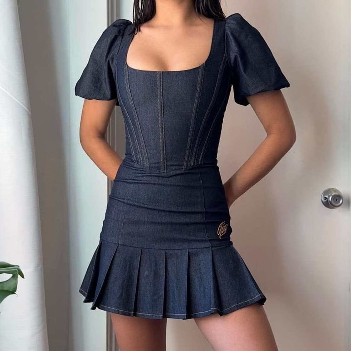 I Am Gia 첼시 데님 플리츠 코르셋 원피스 상품이미지3