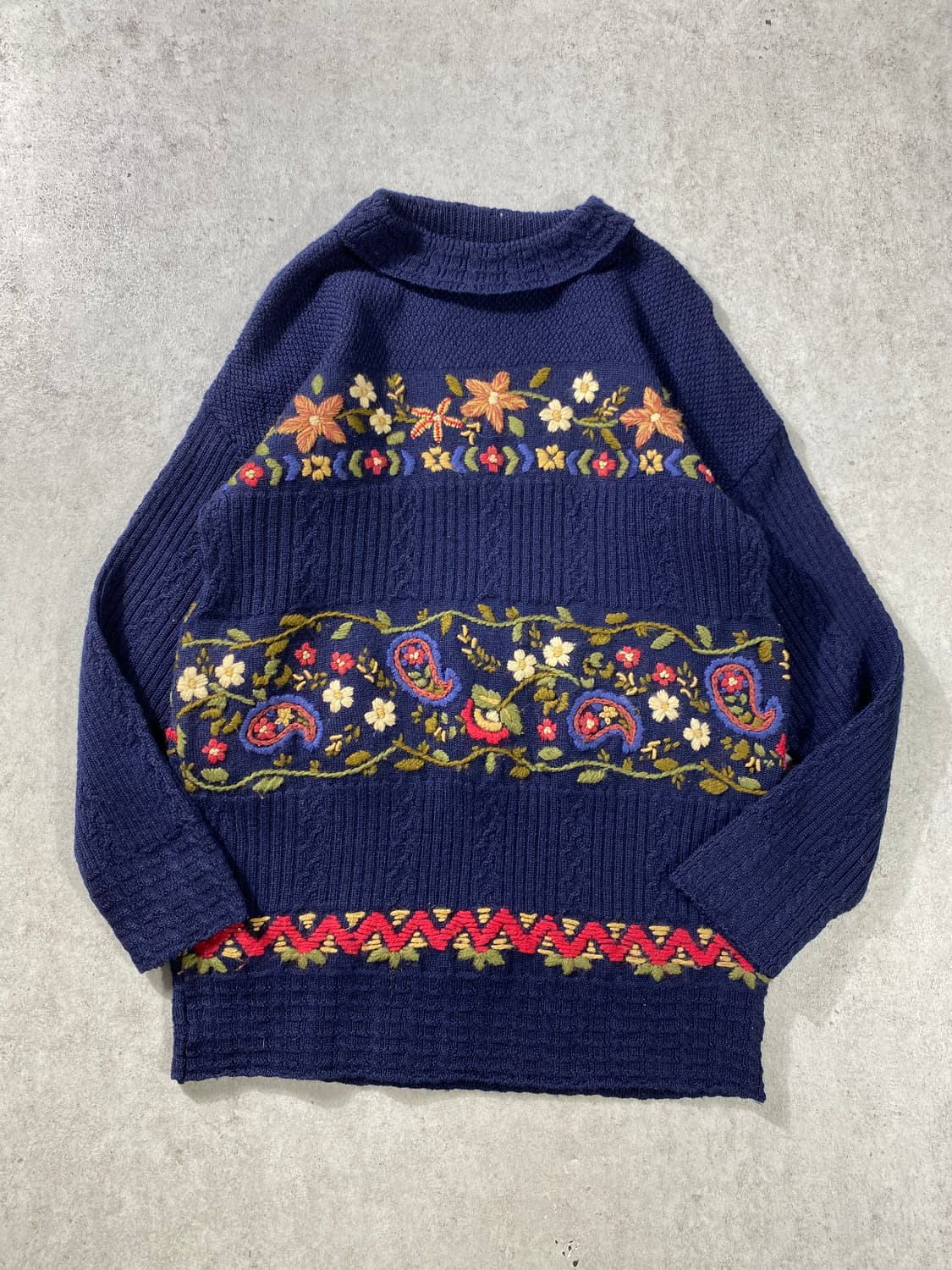 [M] Laura Ashley 플라워패턴 핸드 스티치 울 니트 상품이미지2