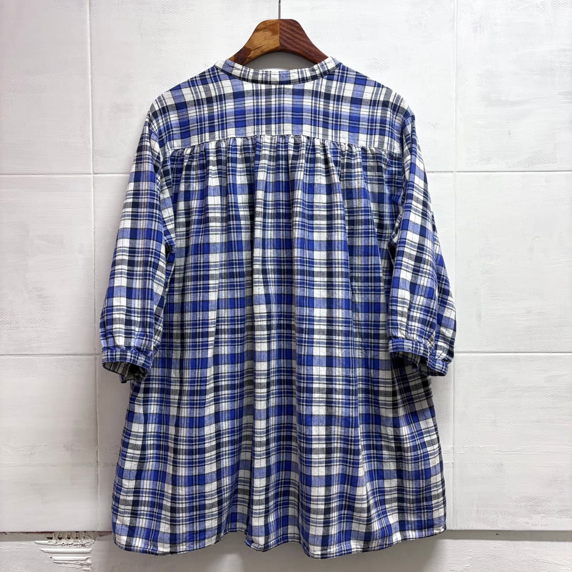 TOPVALU 린넨 코튼 모리걸 체크 블라우스 JPN 상품이미지4