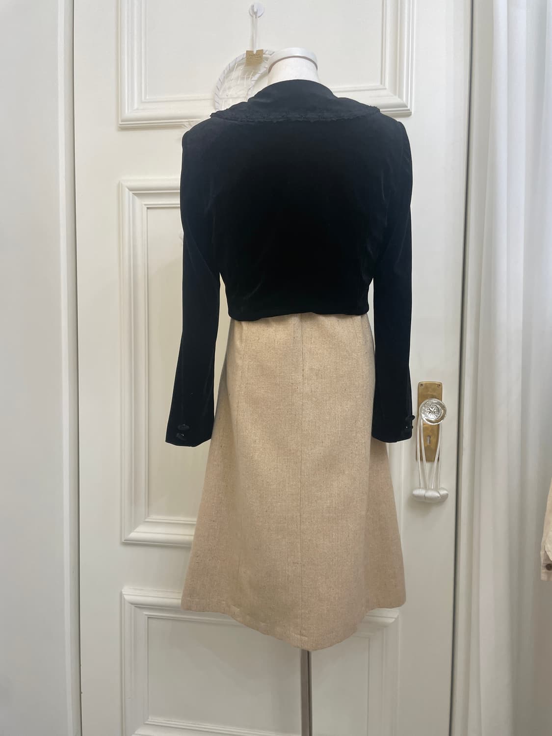 black velvet lace beige tweed bow point 상품이미지10