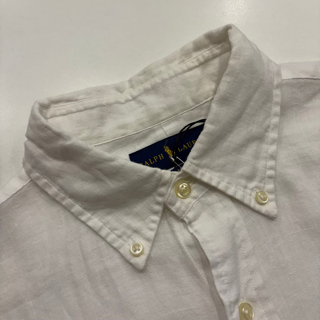 [M] 폴로 랄프로렌 린넨 신형 큐알 셔츠 화이트 긴팔 B828 상품이미지5