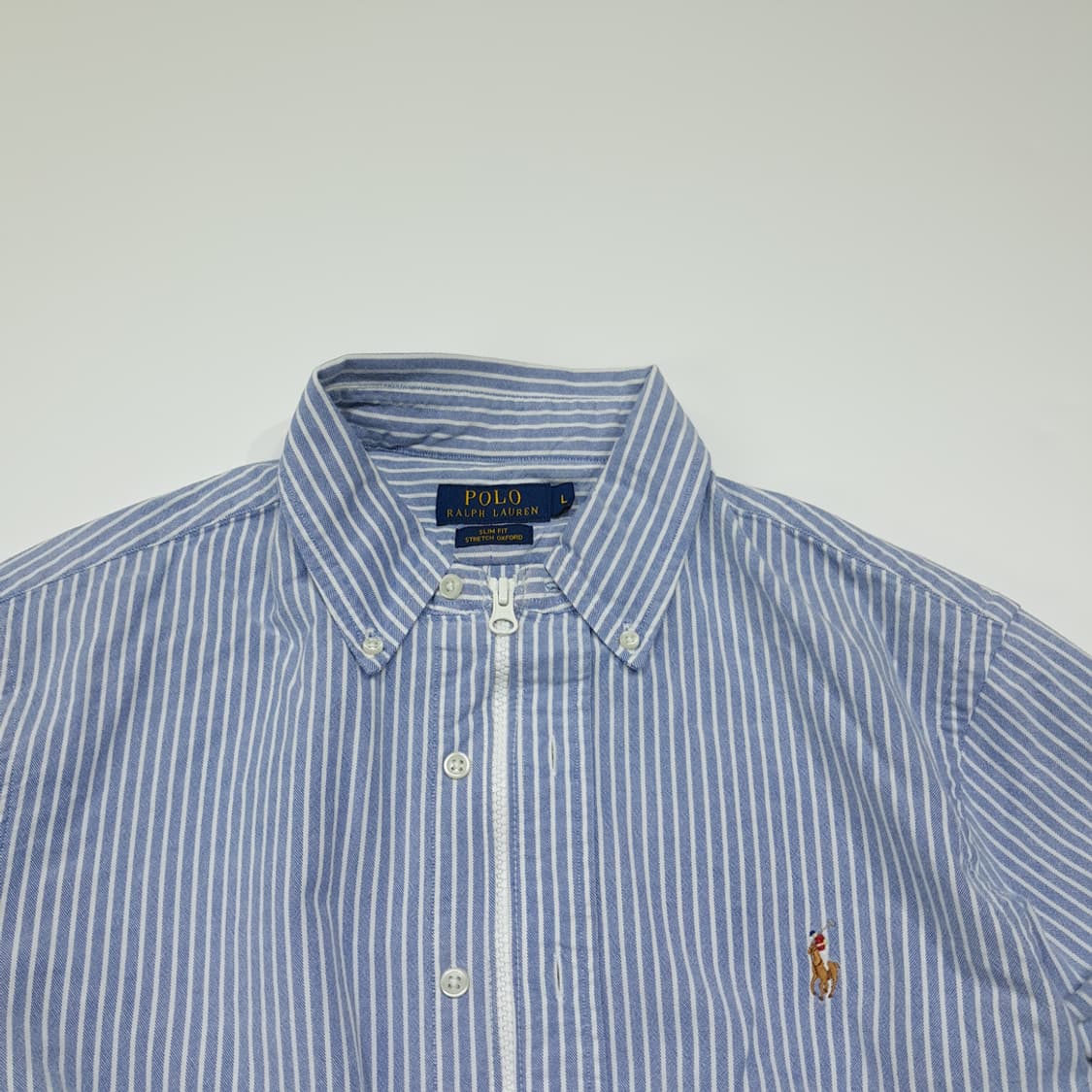 CL990 폴로 스트레치옥스포드 클래식블루 스트라이프 크롭셔츠 상품이미지2