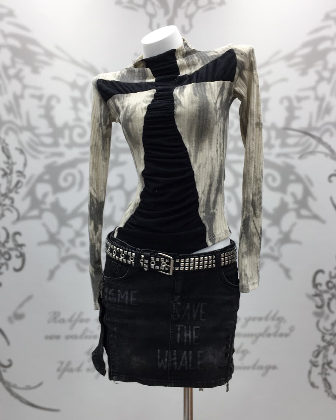 00’s Cyber Grunge Ruched Panel Y2K Top 상품이미지4