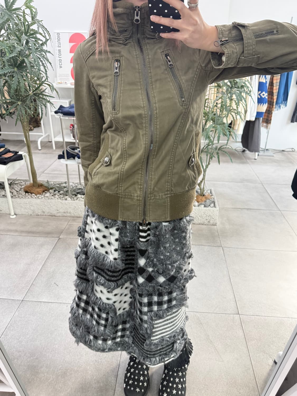 JPN one way Y2K 하이넥 야상 그런지 코튼집업 상품이미지1