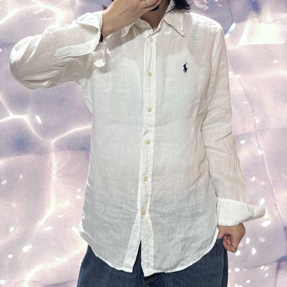 폴로 랄프로렌 신형 린넨 셔츠 화이트 M  상품이미지2