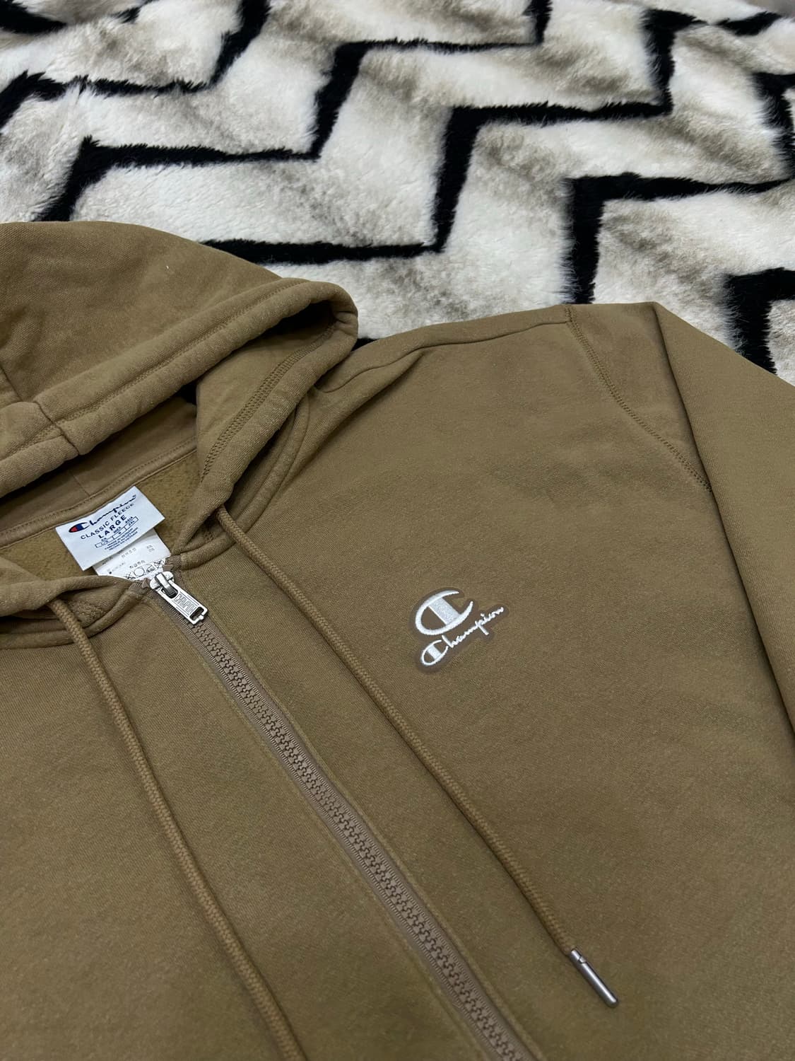 [2XL]챔피온 로고oz 클래식 후드집업/기모/옅은브라운 상품이미지1