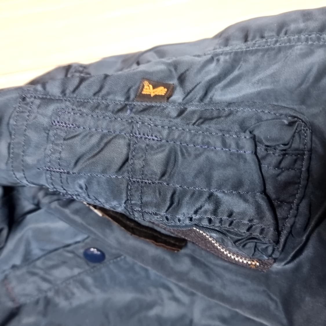 미제 알파인더스트리 N3B 블루 퍼 후드 패딩 코트(XL) 상품이미지2