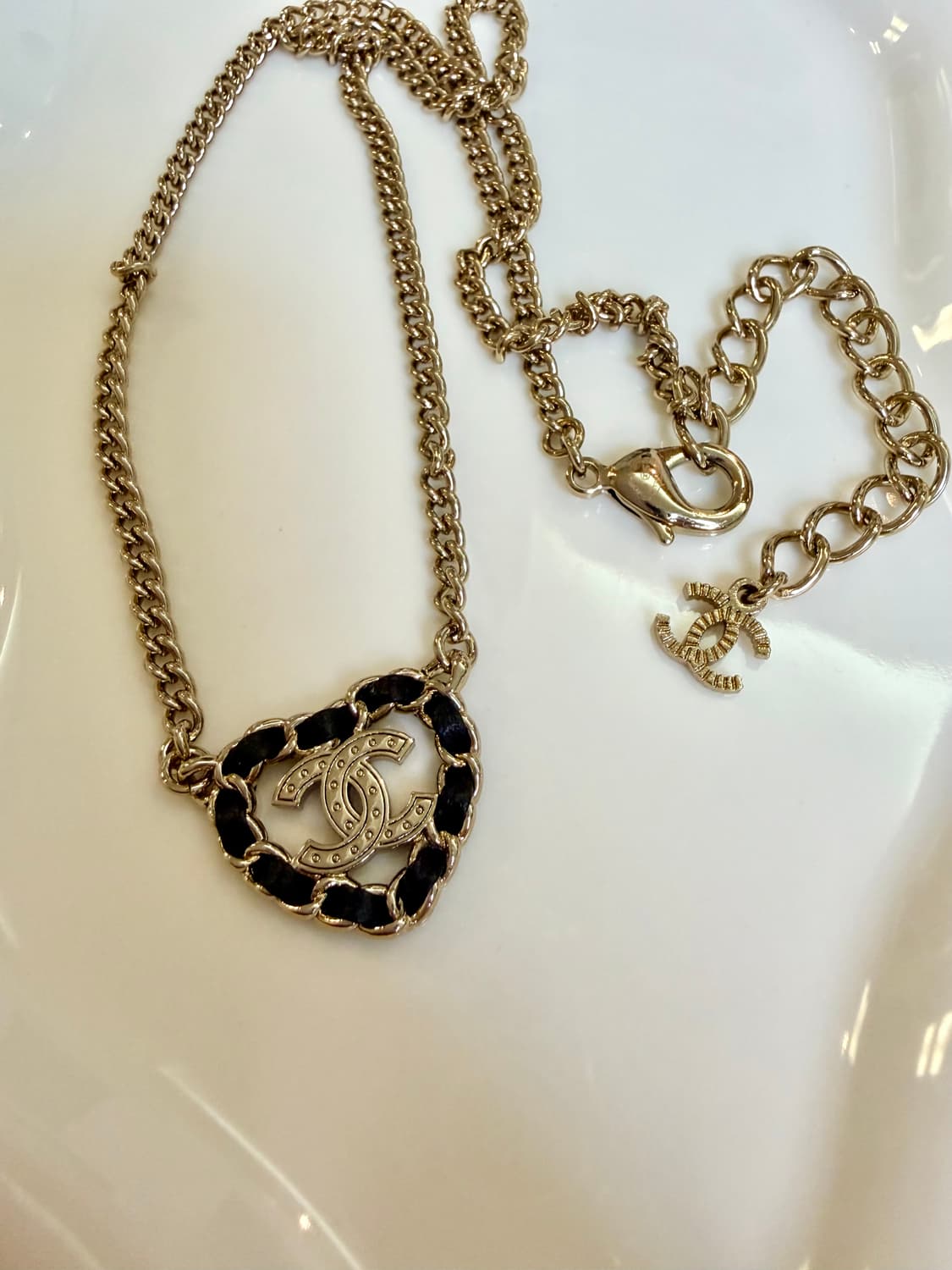 샤넬 가죽체인하트 체인목걸이 업사이클링 상품이미지5