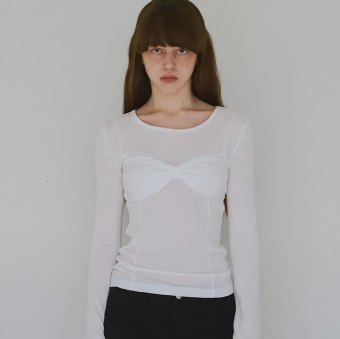 밀로우먼 뷔스티에 셔링 티셔츠 상품이미지1