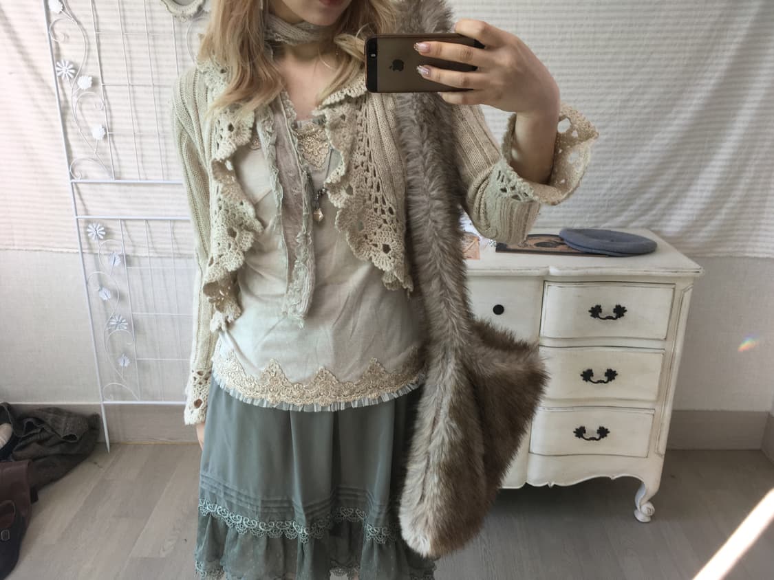 Set)Axes femme 가디건 + 나시 + 민트스커트 상품이미지3