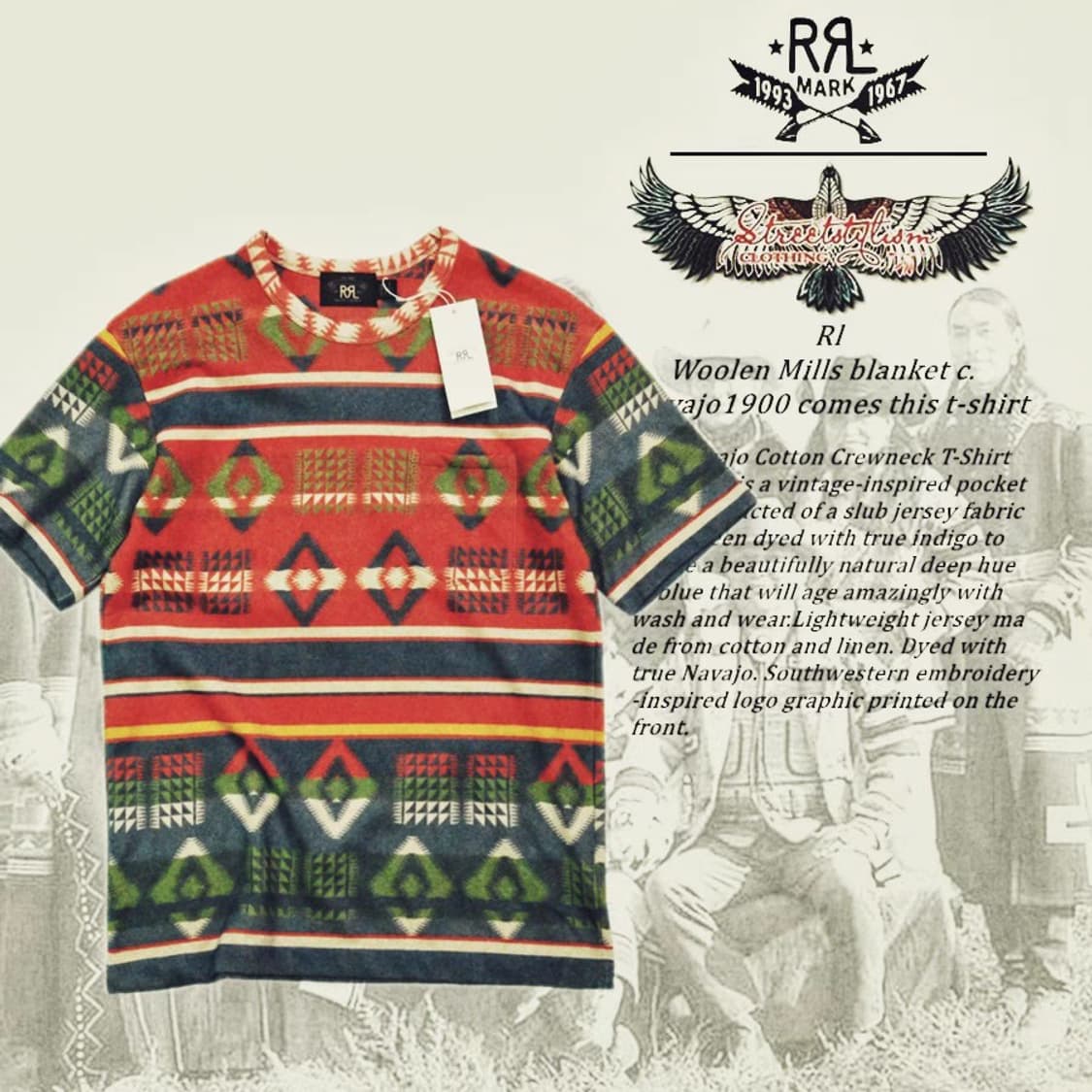 RRL 나바호 반팔 티셔츠 M 상품이미지1
