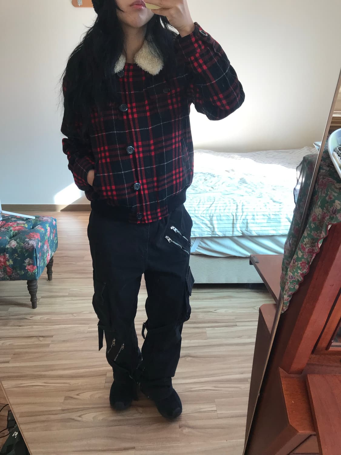 체크 무스탕 상품이미지5