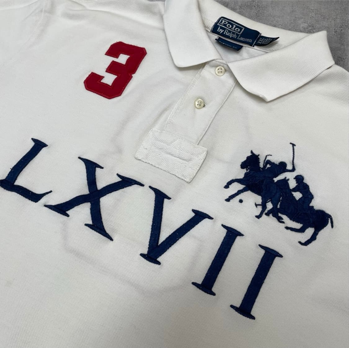 폴로 랄프로렌 화이트 빅포니 럭비 반팔 카라티 2XL 상품이미지5