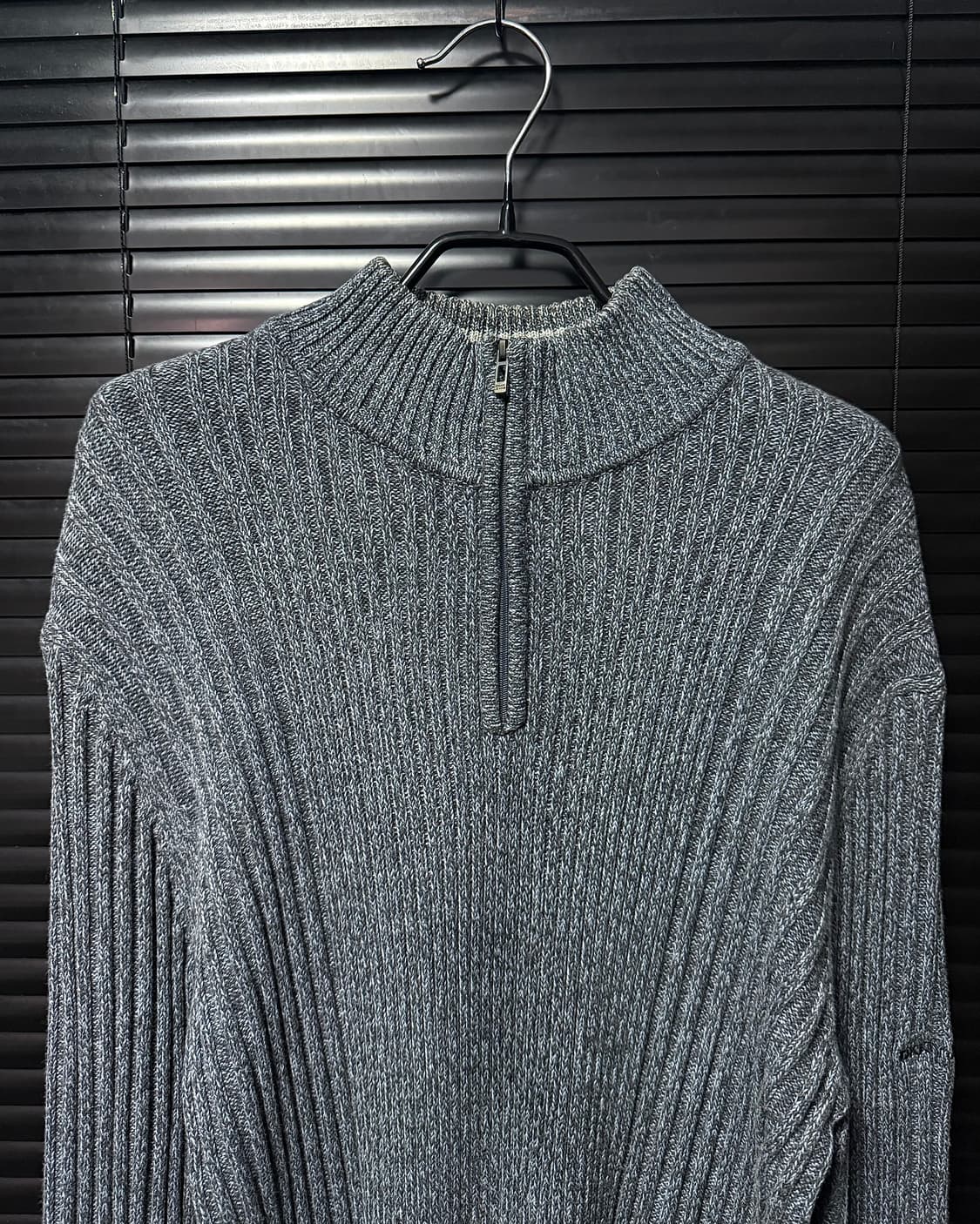 DKNY 도나카란 하늘색 보카시 반집업 긴팔 골지 니트 L 100 펑크 상품이미지3