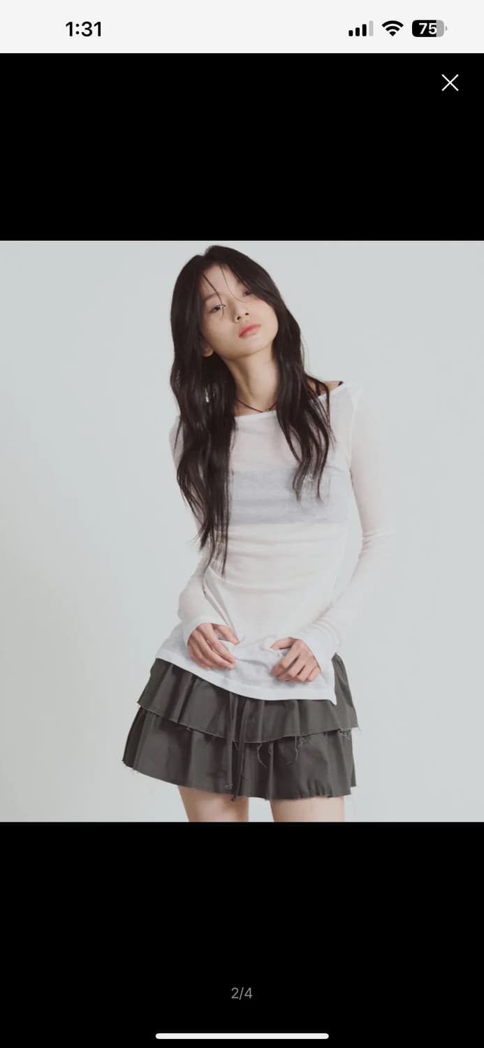 에트오소메 셔링 오프숄더 롱 슬리브 탑(아이보리) 상품이미지2