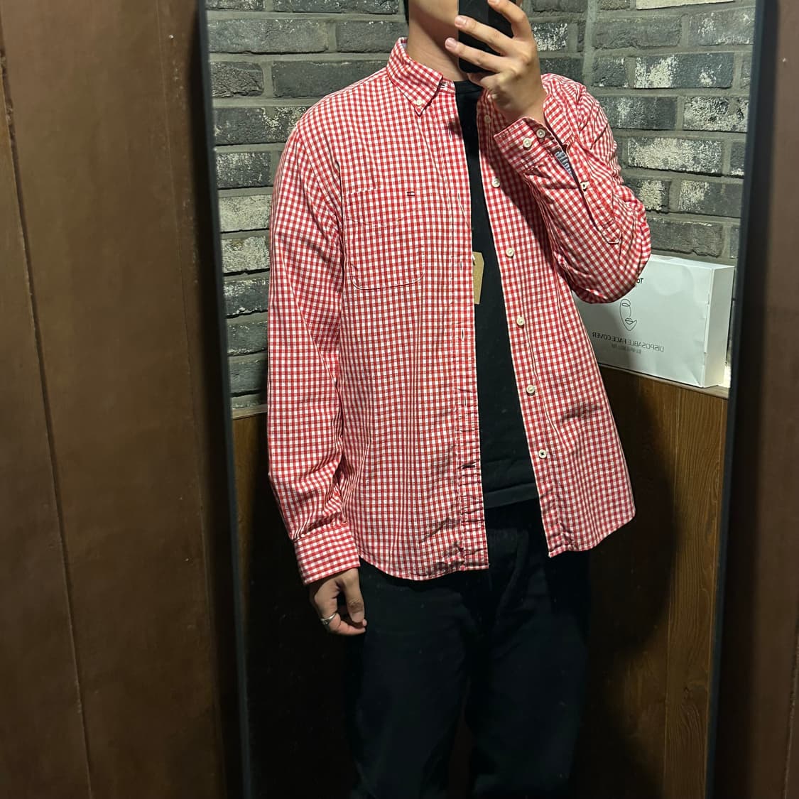 M) 타미힐피거 클래식핏 레드 깅엄 체크 셔츠 상품이미지8
