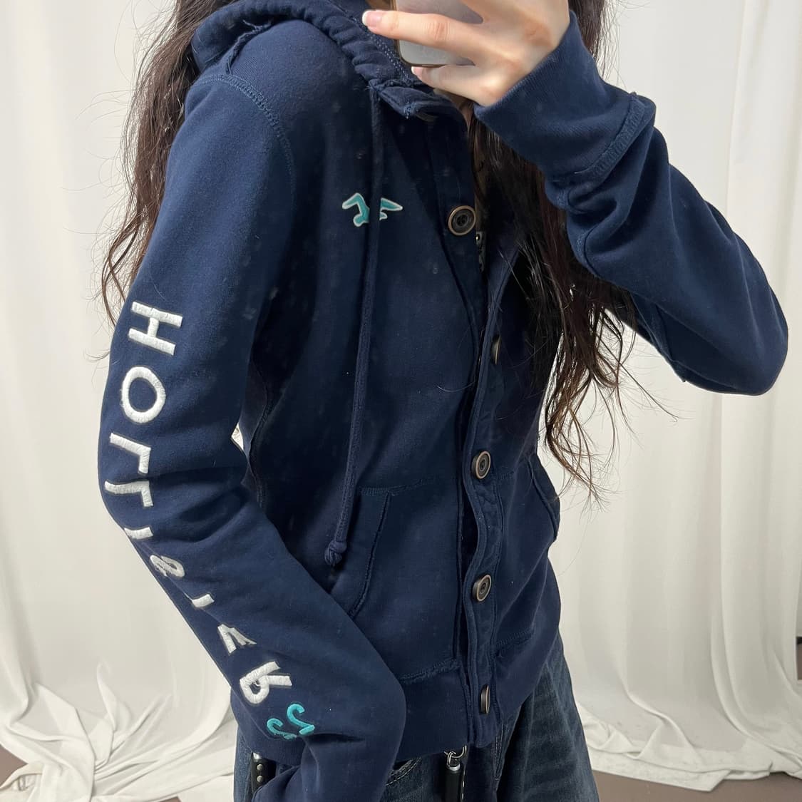 Hollister navy button hoodie 상품이미지3