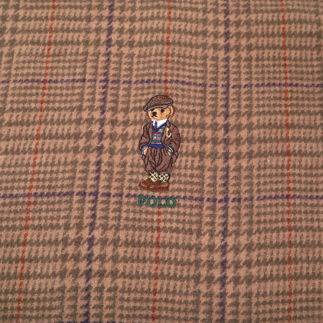 폴로 랄프로렌 브라운 폴로베어 하운드투스 체크 울 머플러 상품이미지3