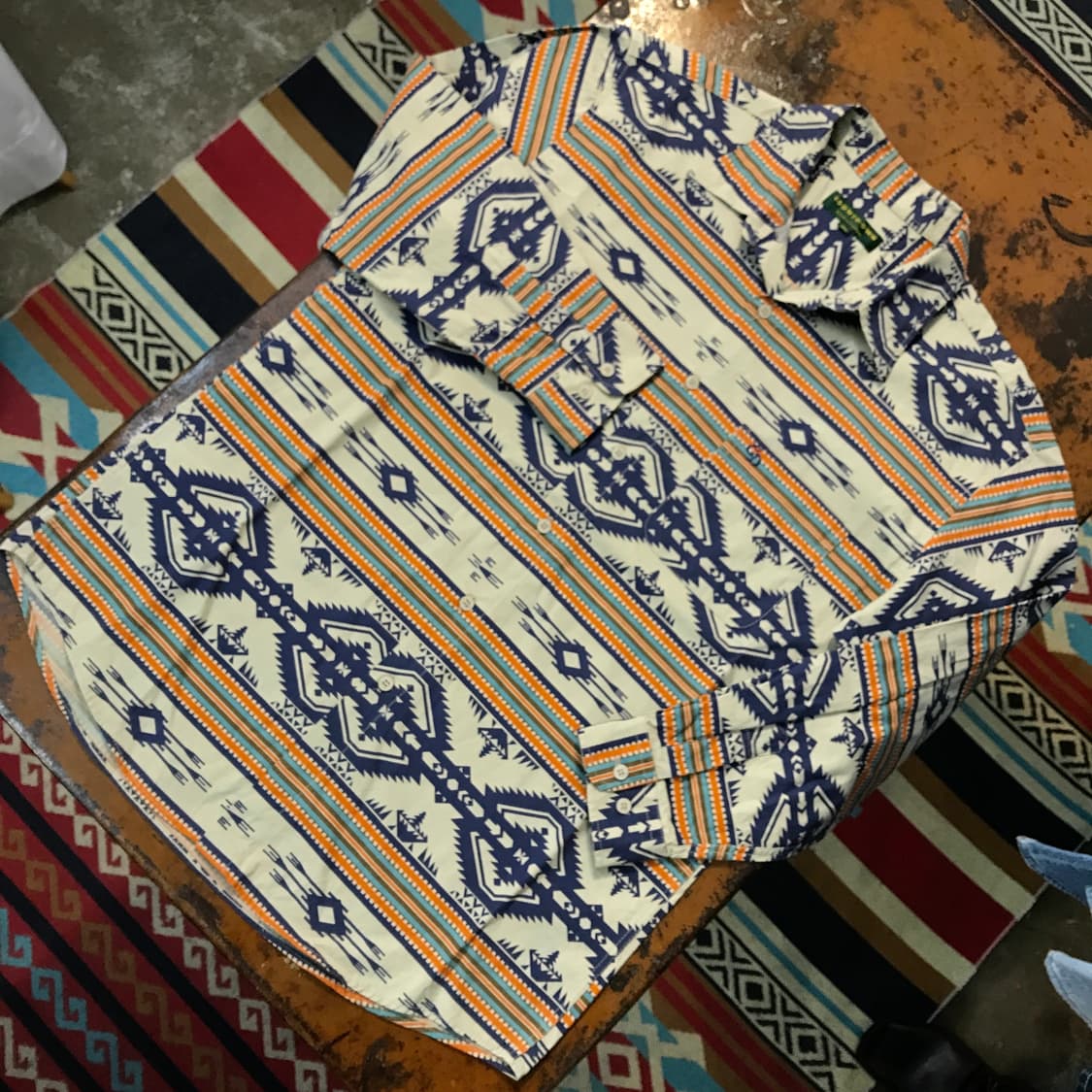 VTG 빈티지 인디안 패턴 긴팔 코튼 셔츠 남방 남성 105 사이즈 상품이미지2