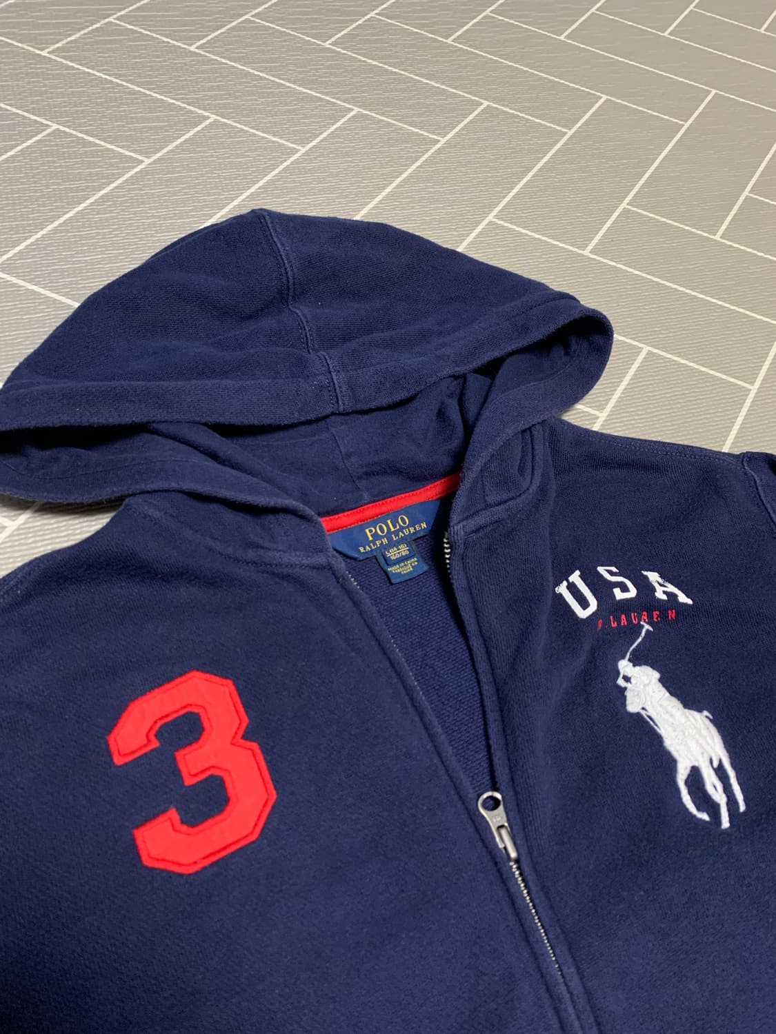 폴로 빅포니 성조기 후드집업 네이비 상품이미지3