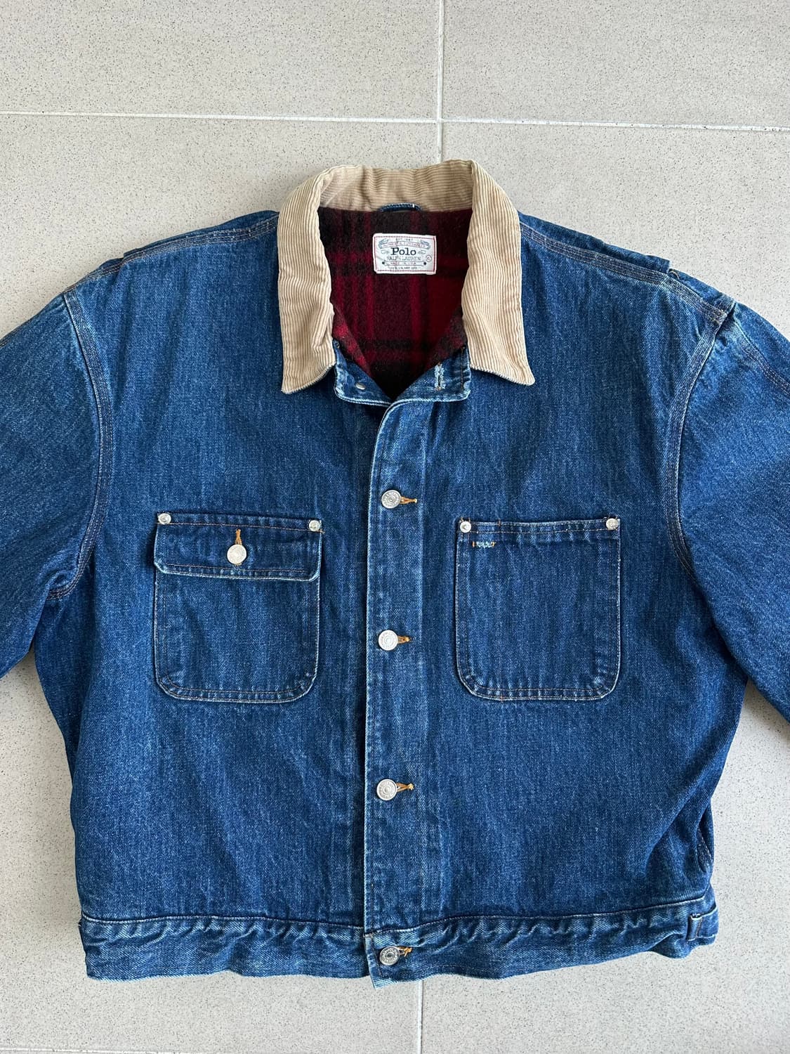 80s 빈티지 폴로 덩가리 자켓 블루 XL 상품이미지3