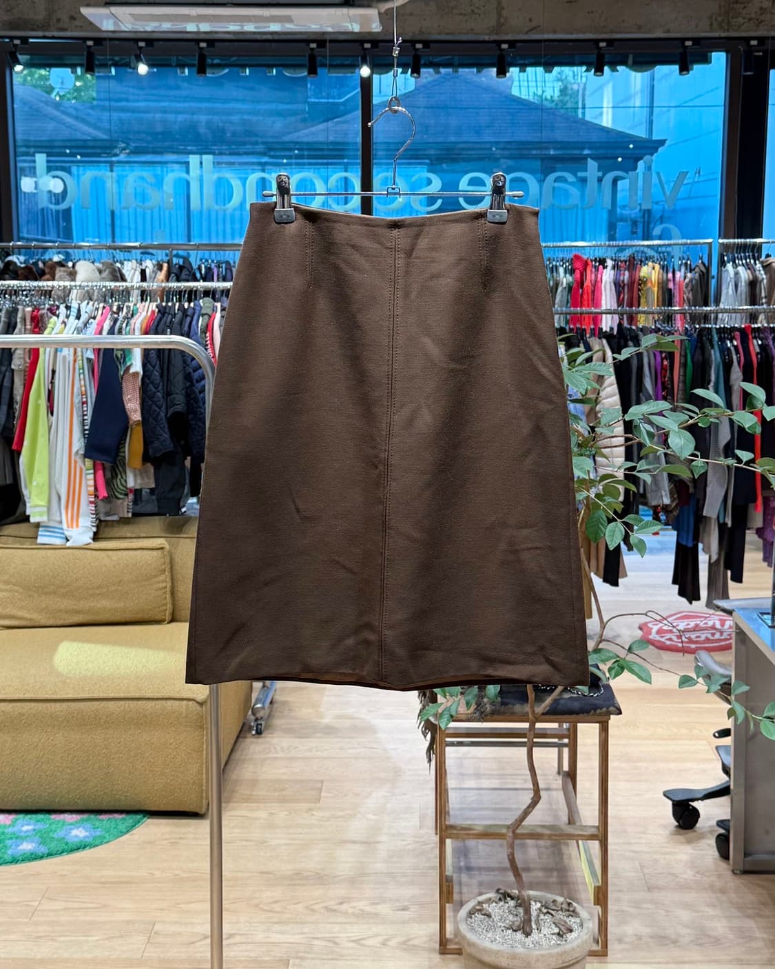 프라다 브라운 울 미디스커트 상품이미지1