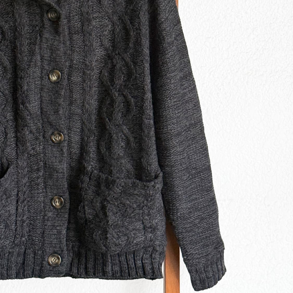 유키모리 퍼후드 케이블 가디건 상품이미지3