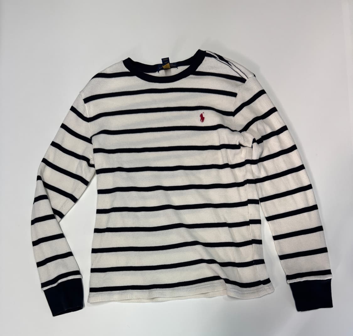 정품인증!! 여성 폴로 랄프로렌 스트라이프 와플 긴팔티 상품이미지2