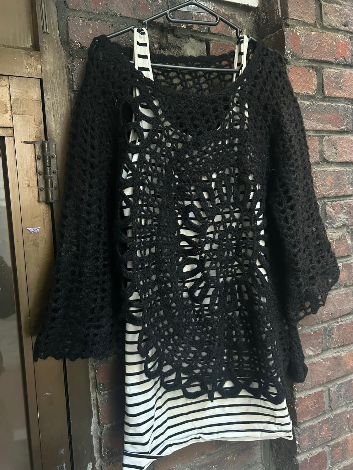 2000s JPN 그물 레이어드 블랙 니트 상품이미지3