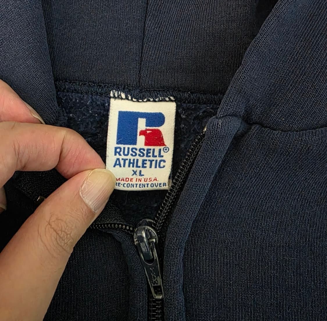 [🇺🇸XL] 90’s Russell 러셀 후드집업 네이비 USA 상품이미지4