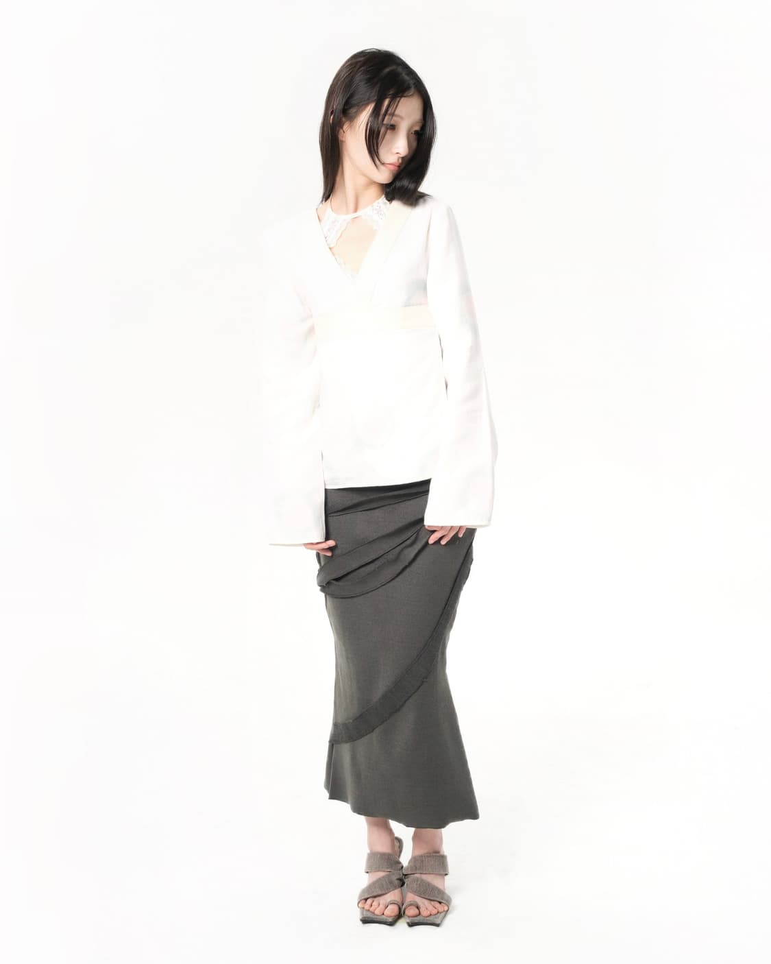 Oshigh Bandage Long Skirt Teal 상품이미지1