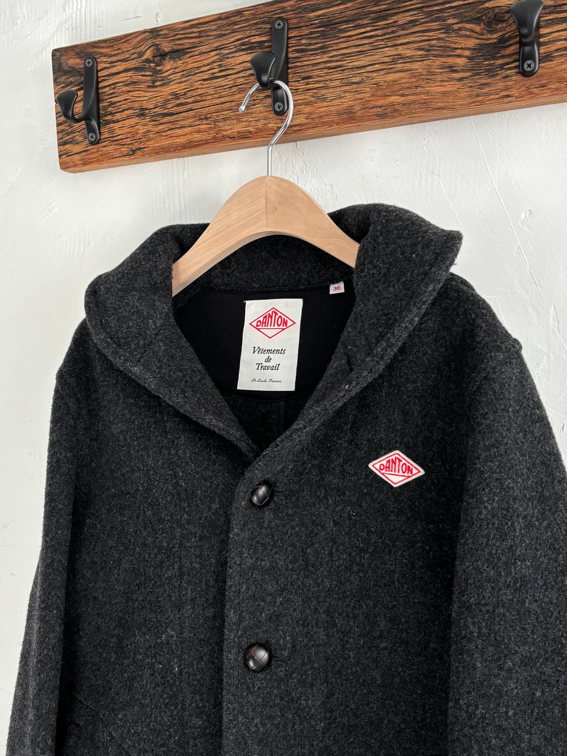 Danton 단톤 차콜컬러 울 후드 코트  상품이미지6