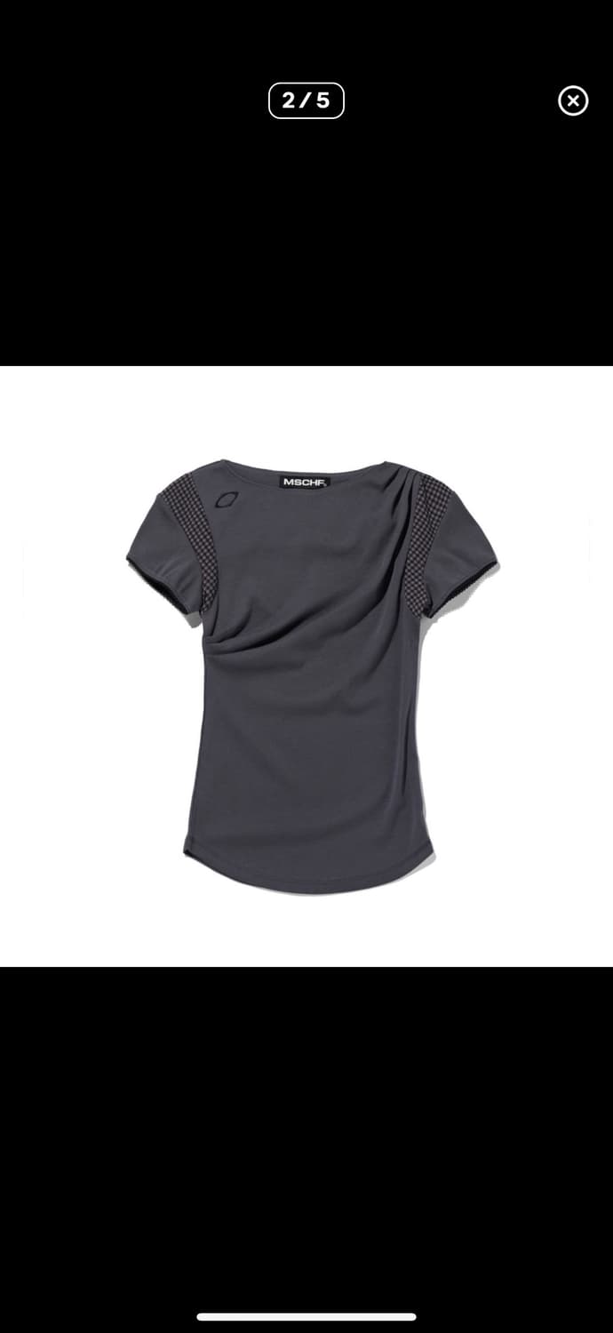 (구해요) COWL CHECK BLOCK TOP CHARCOAL 구해요 상품이미지1