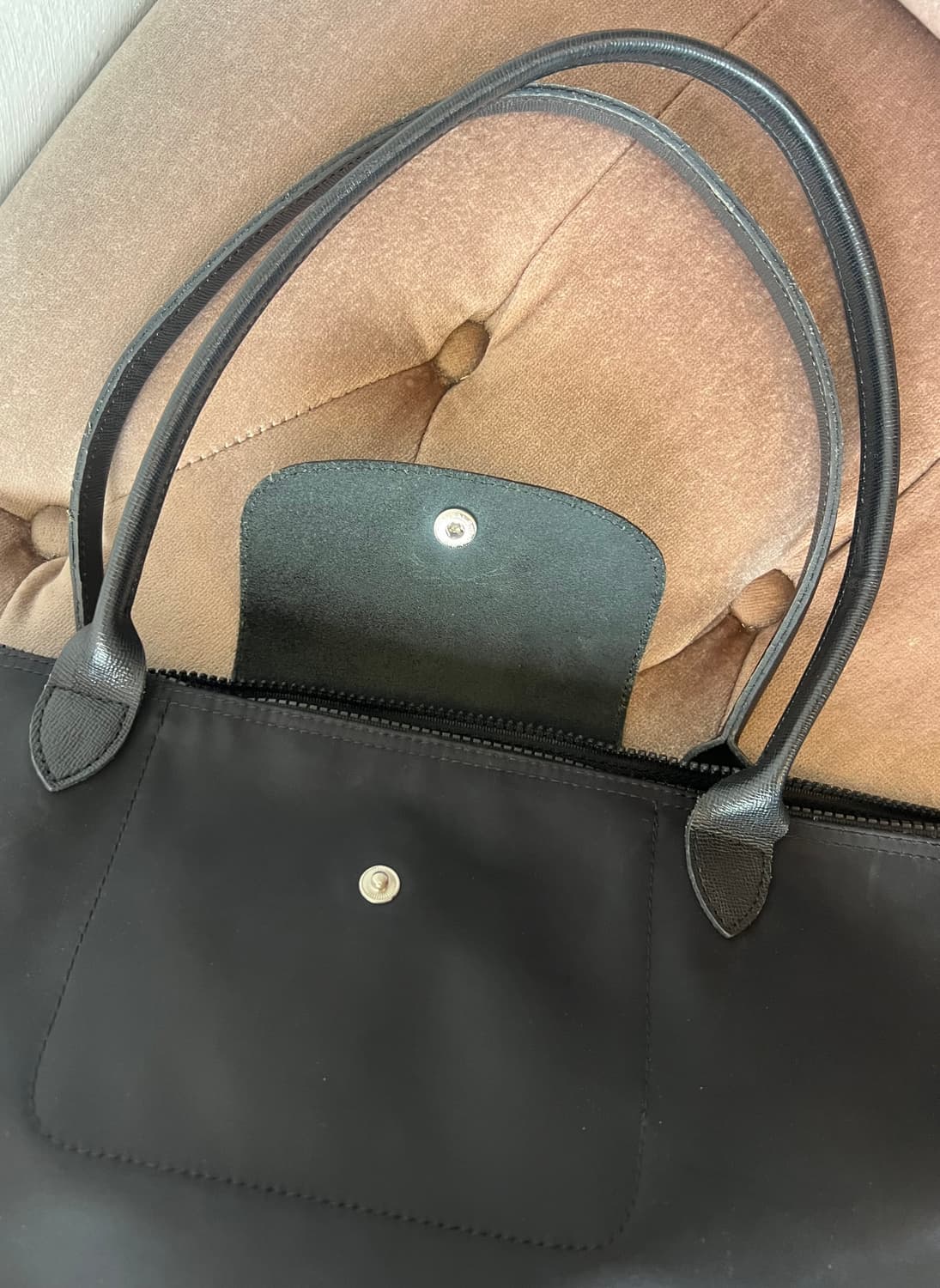 롱샴 르플리아쥬 블랙 빅숄더백 토트백 상품이미지7