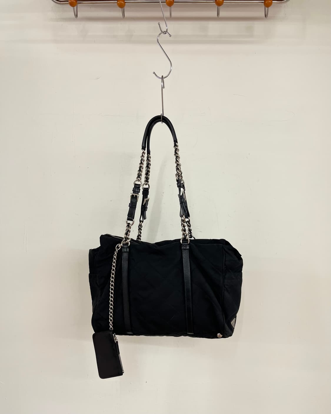 프라다 블랙 퀼티드 나일론 체인 숄더백 상품이미지2