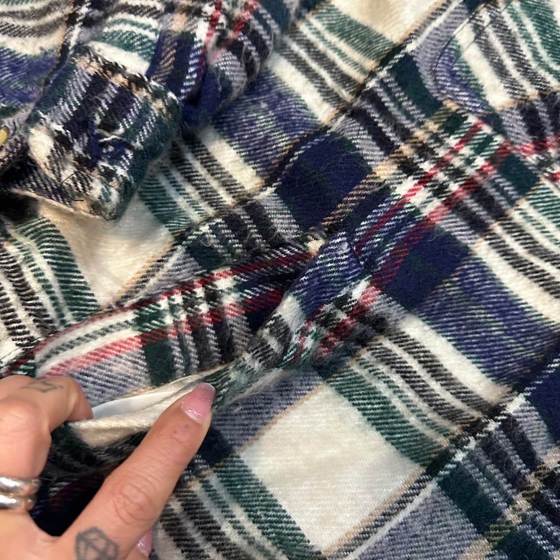 빈티지 체크 플란넬 쉐르파 자켓 셔츠L 상품이미지4