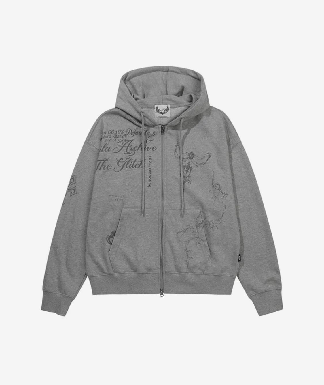 TATTOOED GRAPHIC HOOD ZIP-UP_GREY 상품이미지2