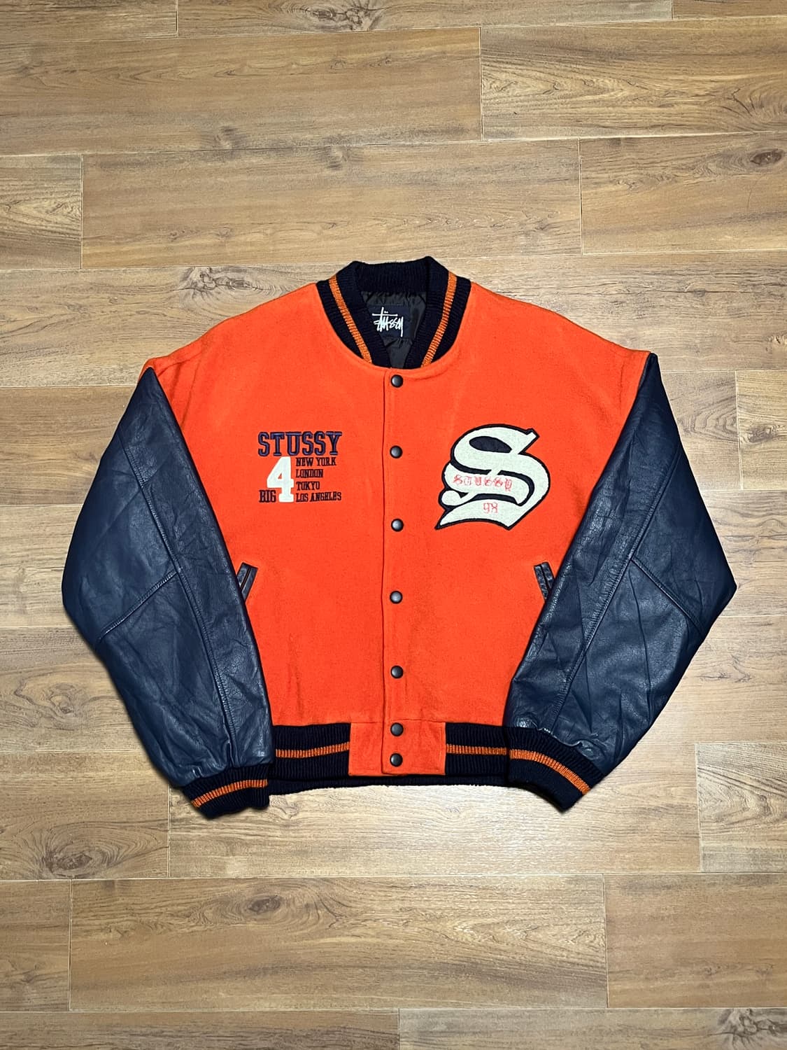 90s 빈티지 스투시 big 4 바시티 자켓 상품이미지1