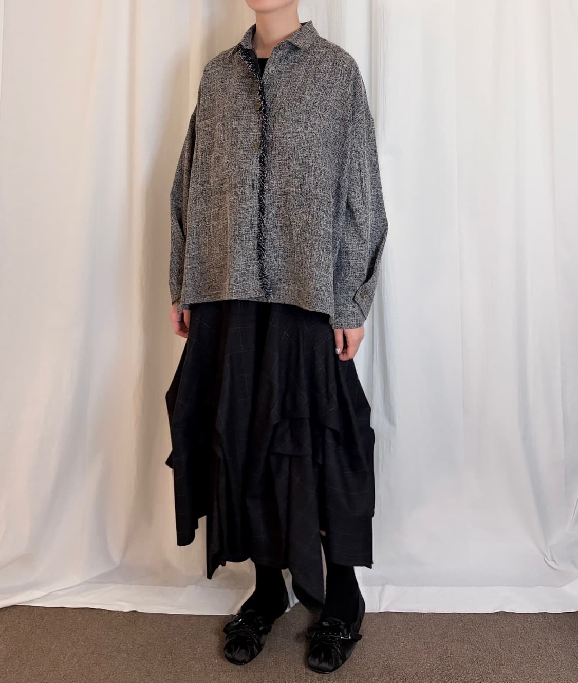 Melange Fringe Raglan Jacket 상품이미지1